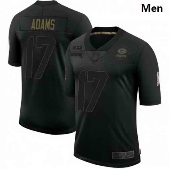 Men Nike Green Bay Packers 12 Davante Adams 2020 Black Salute To Service Jersey